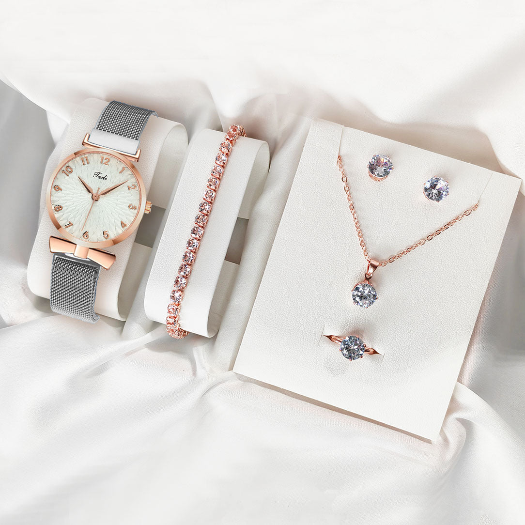 ✨ Elegant Diamond Watch & Jewelry Gift Set – Multiple Colors ✨