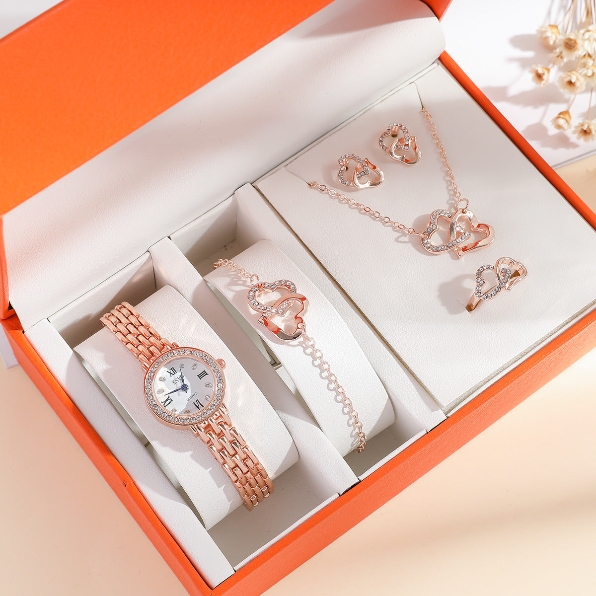 ✨ Elegant Diamond Watch & Jewelry Gift Set – Multiple Styles ✨