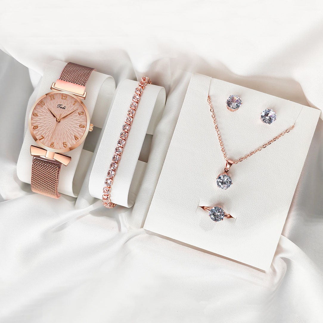 ✨ Elegant Diamond Watch & Jewelry Gift Set – Multiple Colors ✨