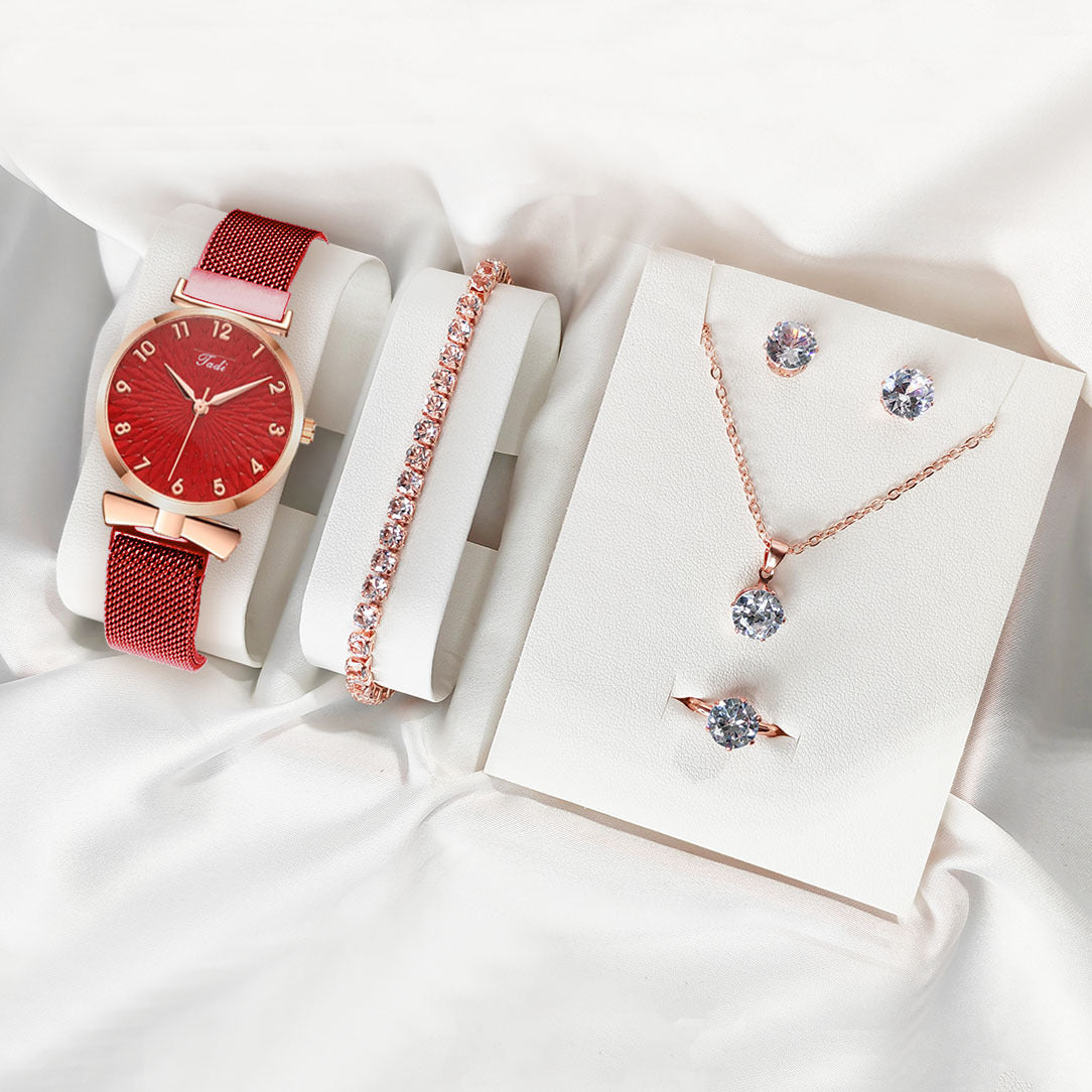 ✨ Elegant Diamond Watch & Jewelry Gift Set – Multiple Colors ✨