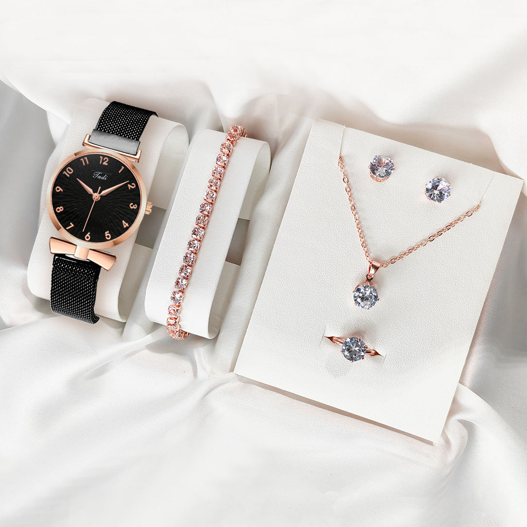 ✨ Elegant Diamond Watch & Jewelry Gift Set – Multiple Colors ✨