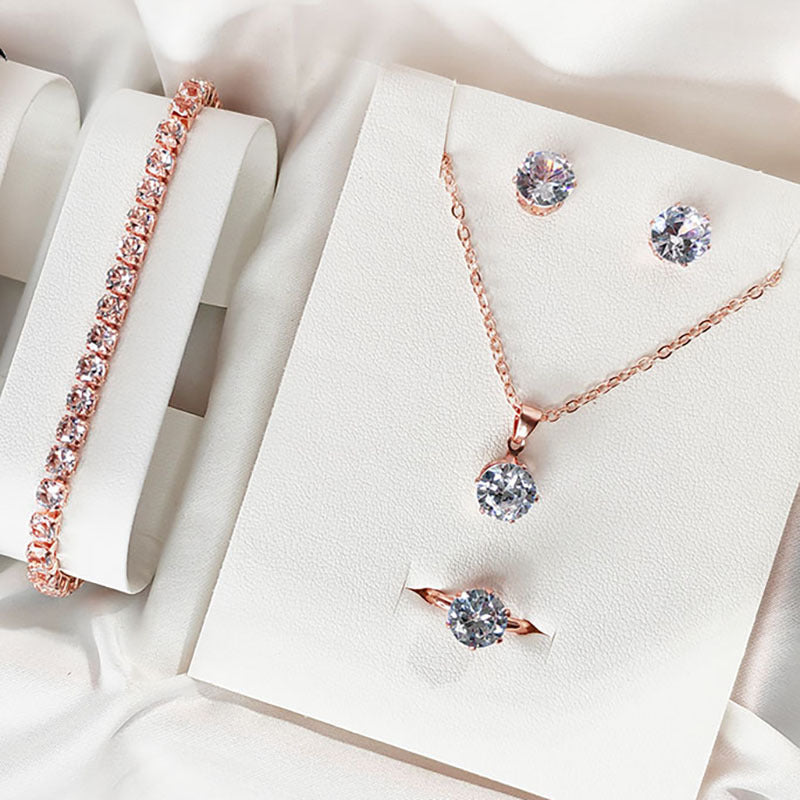 ✨ Elegant Diamond Watch & Jewelry Gift Set – Multiple Colors ✨