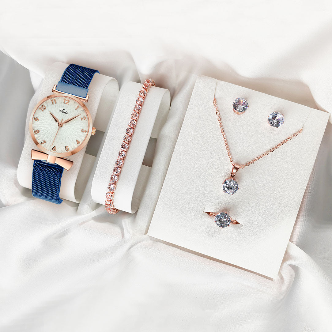 ✨ Elegant Diamond Watch & Jewelry Gift Set – Multiple Colors ✨
